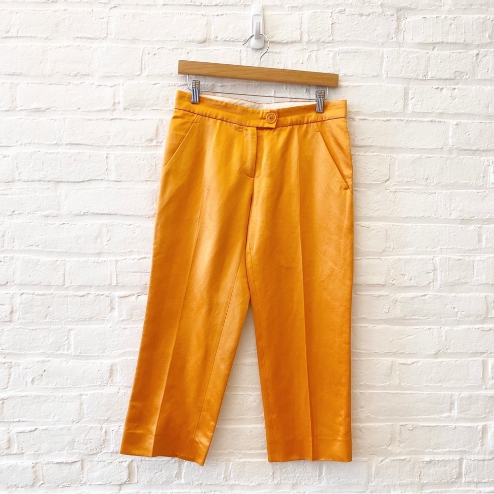 Moschino Cheap and Chic || Silk Blend Satin Crops Capri Pants Trousers Orange 8